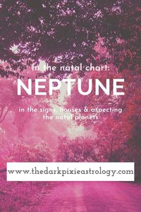 Your natal chart is a snapshot of the location in the Zodiac of the planets and other bodies, and shows your life and personality. It's a blueprint for your life and who you are using astrology. Use the interpretations for the natal planets like natal Neptune in the houses and aspecting the natal planets on The Dark Pixie Astrology: http://www.thedarkpixieastrology.com/natal-neptune.html