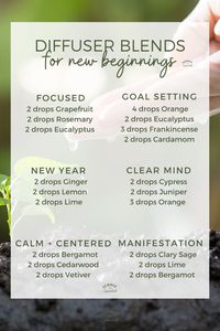 Diffuser blends for new beginnings, science of essentials, aromatherapy, focused, goals, new year