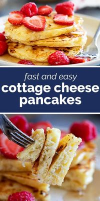 Crispy on the outside and creamy on the inside, these Cottage Cheese Pancakes are known as French toast pancakes in our house. This is a delicious way to change up your pancake mornings!