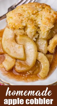 Move over apple pie...this homemade apple cobbler with sugar biscuit topping is the new way to enjoy cinnamon sugar apples in a dessert.