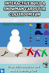 Make winter learning fun with this interactive Build a Snowman activity set! Includes 20 cards featuring drag-and-drop free play, following directions, same and different, size ordering, counting, patterns, addition, and a penguin puzzle. Perfect for engaging students while building math and problem-solving skills. A great resource for winter-themed lessons. Download now and add some snowman-building excitement to your classroom activities!