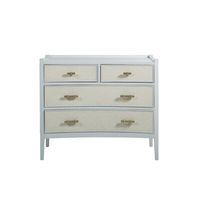 Soft blue and natural seagrass drawer fronts adorn the wooden frame of the 4 drawers Jane Chest, finished with golden hardware with wrap detail. Gabby Gabby Jane 4 Drawer Dresser - Dressers & Chests in Sea Foam Blue | Size 37.25" H X 43.75" W X 20.75" D | Perigold