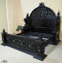 Solid Black Baroque Gothic King Size Primitive Bed $8,900