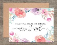 Floral Print Thank You Card / Bridal Shower Thank You Cards / Personalized Thank You Card Set / Wedding Shower Thanks / Wedding Stationary