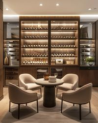 Discover a modern wine haven offering an elegant space for wine tasting and gatherings. Unwind and savor fine wines in style and comfort in this high-modern wine room! #WineHaven #TastingSpace #ModernLiving