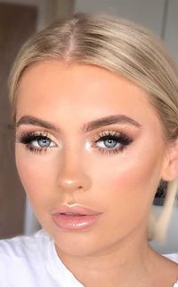 Barely there wedding makeup. Light blush pink tones and glimmer. Check out our Wedding Ideas board for wedding dresses, decor, glam, flowers & much more!