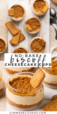 No-Bake Biscoff Cheesecake Cups are creamy, rich and loaded with the delicious taste of cookie butter. This dessert is easy to make and great for any occasion!