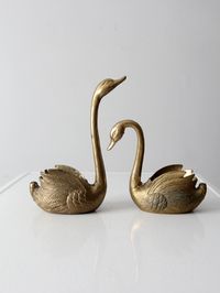 Vintage Brass Swan Indoor Planters Pair - Etsy