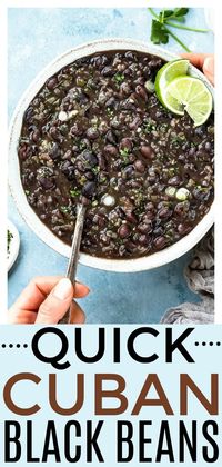 These quick and easy Cuban black beans are fast to prepare, yet taste like you spent hours slaving away in the kitchen! Made with canned black beans, which means NO soaking is required, and ready in 25 minutes or less, these beans will become a staple in your house! (Healthy, Vegetarian, Vegan) #Healthy #vegan #blackbeans #cuban #recipe via @nospoonn