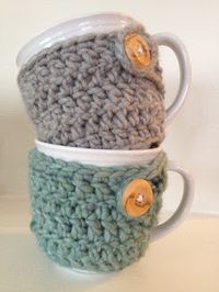 crocheted mug cozies - perfect for winter :)  For when I actually learn how to knit or crochet.