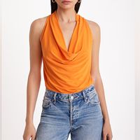 Express: A Timeless Draped Cowl Neck Sleeveless Racerback Tank In A Comfortable Matte Stretch Fabric Featuring A Straight Hem Line In A Vibrant Orange. Style This Top Perfectly With Jeans Or Trousers For An Effortless Chic Look. (Size: Xl) *Nwt*