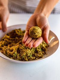 These mung bean falafels are a delicious Indian-style twist made with mashed mung beans instead of chickpeas. Baked instead of fried for a healthy nibble!