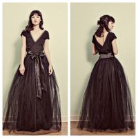 Black Floor Length Maxi Tulle and Cotton Jersey Dress by ouma, $380.00