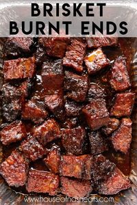 These delicious BBQ Brisket Burnt Ends are little flavor bombs with the perfect combination of smoky, salty, and sweet! Slowly smoked and braised in a tangy BBQ sauce, they work great as an appetizer for a dinner party with the sliced flat of the brisket as the main course, or as part of your BBQ table spread. | brisket burnt ends recipe | brisket burnt ends smoked | smoked burnt ends brisket