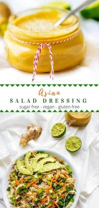 This homemade Asian Salad Dressing Recipe is easy to make and healthy!  With rice vinegar and ginger, this no sugar recipe is a simple dressing that packs a lot of flavor.  #saladdressing #salad #healthyrecipes #healthyfood