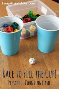 Race to Fill the Cup!  Counting Game for Preschoolers