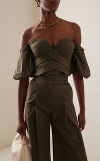 Bauta Puff-Sleeve Cotton Drill Bustier Top By Andres Otalora | Moda Operandi