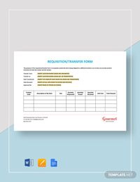 Instantly Download Restaurant Requisition Transfer Form Template, Sample & Example in Microsoft Word (DOC), Google Docs, Apple Pages Format. Available in A4 & US Letter Sizes. Quickly Customize. Easily Editable & Printable.