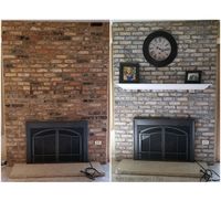 My mother was ordering new grey leather furniture for the living room which gave me the opportunity to upgrade her dated fireplace! I had a hard time convincing her to do it but we ended up at Home Depot and $11 later it turned out fabulous!! If you’re on a budget this a great project …