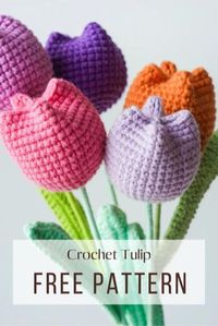 How to crochet a stuffed tulip - 3d. Free pattern with video tutorial.