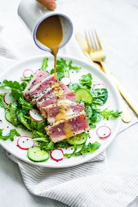 Seared Tuna Salad with Wasabi Butter Sauce