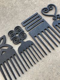 Afro Picks - African Adinkra Dwennimmen, Nkyinkym, SANKOFA & Fawohodie Symbol Combs - Laser cut combs with description note card by 88avenue on Etsy