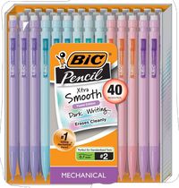 BIC Xtra Smooth Mechanical Pencil is the #1 selling mechanical pencil. This special limited Bright Edition pack features fun barrels in an array of bright colors. The smooth, dark writing lead does not smudge and erases cleanly, and the lead advances quickly and easily! Always ready, sharp and accurate, this pencil is perfect for standardized tests. Pack of 40. Source: The NPD Group/ Retail Tracking Service / U.S. Actual Unit Sales (Retail and Commercial Combined)/ Jan - Dec 2018