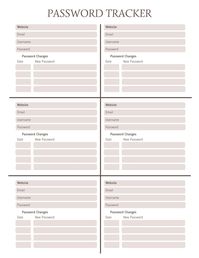 Here you will find a digital, printable and pdf product to make your life easier.  We are offering our Password Tracker, a digital, pdf and printable product to help you keep track of all your passwords. This product is designed to help you store and organize all your account information in one convenient place. This Password Tracker will help you:    - Easily store and organize all your account information in one convenient place    - Create and store complex passwords quickly and safely    - T