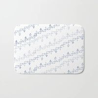 Boho arrows in rows. geometric designs. white, blue, white-blue, blue-white, boho, arrows, rows. Bath Mat