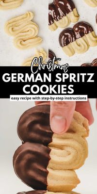 Discover the best German Spritz cookies, "Spritzgebäck," a classic Christmas tradition! These light, buttery cookies are perfect for the holidays and often chocolate-dipped for extra sweetness. Made with love, this authentic family recipe brings the flavors of Germany to your table. Perfect for holiday gatherings, these delicious German cookies are a must-have for any festive celebration!