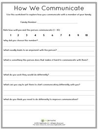 Communication between family members is important for building healthy relationships. Help children learn how to communicate well with this worksheet. For parents, counselors, or others working with youth. Visit mylemarks.com for more information! #family #therapy #communication