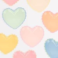 Meri Meri Disposable Pastel Heart Plates (Pack of 8), Valentine's Day Party Plates, Thick & Sturdy Paper Plates for Party, Disposable, 2 Sizes