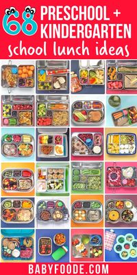 These 68 Preschool or Kindergarten School Lunch Ideas are great healthy and colorful lunches that are also easy to pack. You could also use these school lunch ideas for older kids, you will just have to pack more. 13 weeks of school lunches that will sure to be a hit with your little one! #schoollunch #kindergarten #lunch #schoollunchideas