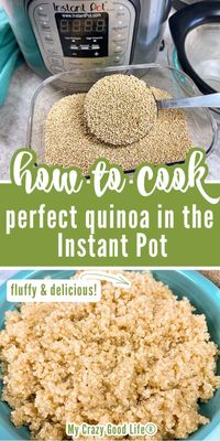 Learn how to cook quinoa in the pressure cooker! This easy Instant Pot Quinoa recipe is perfect for burrito bowls, vegan breakfast dishes, and other healthy recipes. #quinoa #healthy #Instapot #mealprep #weightwatchers #ultimateportionfix