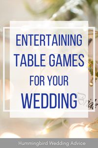 Sure, you can have wedding guests just sit at their assigned, tables, but why not jazz up their wedding experience by putting some entertaining table games out for wedding guests to play? The games don't have to be complicated, and they can be a super simple way for wedding guests to pass the time between courses, as well as get to know each other. Check out this post for table game ideas for your wedding! // wedding entertainment // bride tips // groom tips // planning a wedding // married