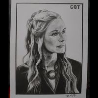 Pencil sketch of Cersei Lannister- Lena Headey.