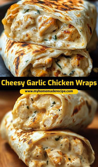 These cheesy garlic chicken wraps are the ultimate chicken wraps for lunch or dinner. Packed with garlic flavor and melted cheese, they’re the best chicken wraps for any meal