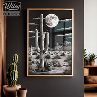 Elevate your space with our southwest-inspired "black and white saguaro cactus desert landscape" art print - a bold and vintage style addition to your southwest or western decor! It's apart of a series of similar cactus prints we offer, so be sure to check the store for more. This versatile piece is perfect for the western living room, bedroom, kids room, or little girls room, seamlessly complementing a ranch home, farmhouse, cabin, lodge, dorm room, apartment, or eclectic gallery wall. It also