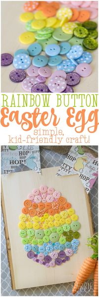 Easy Easter Craft: This Button Easter Egg is super simple to make and looks ADORABLE...perfect for Easter and spring decorating!