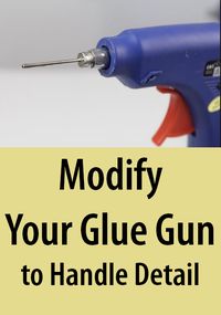 Attach a ball pump needle to the tip of your glue gun to extrude a finer stream of glue.