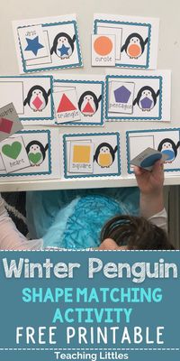 Teach your toddler or preschooler their shapes as they learn to match with this fun, low-prep, winter and fine motor activity. If you're looking for an easy activity for a snow day, your toddler will love these free printables.