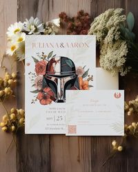 Star Wars Wedding Invitation & RSVP Template, Floral, Printable Wedding Invitation With QR Code RSVP Details, Easily Edit With Canva. - Etsy