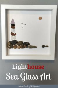 Sea Glass Art Lighthouse ready to hang small art in ikea frame