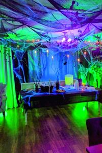 It was a PHENOMENOL end result, leaving all of my guests speechless!  Everything you'll need to have perfect halloween lighting and a HAUNTED FOREST Halloween party!  #Halloweenlighting #Halloweenparty #DIYHalloweenparty #Halloweenasthetic #hauntedhouse #Halloweendecor #DIYHalloween #Halloweenwedding #affiliatelinks