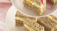 Egg, Smoked Salmon and Cucumber Double Decker Sandwiches Recipe | myfoodbook