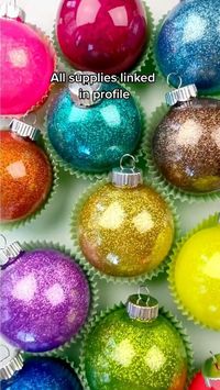 Learn the easiest way to make glitter ornaments. See tutorial for full details and supply list.