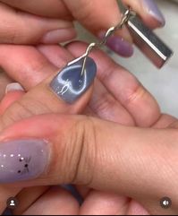 Super cute manicure, nail polish, gel design with magnet. Romantic nails.