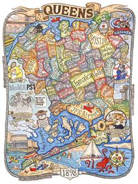 Queens New York  Map Art Print 8" x 10"