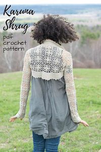 Beautiful crocheted shrug pattern for download! Such a cute little sweater for spring/summer. Lovely light crochet project for warmer weather. #lovecrochet #ad