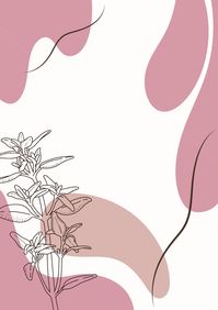 botanical aesthetic in the style of pink line art page border background